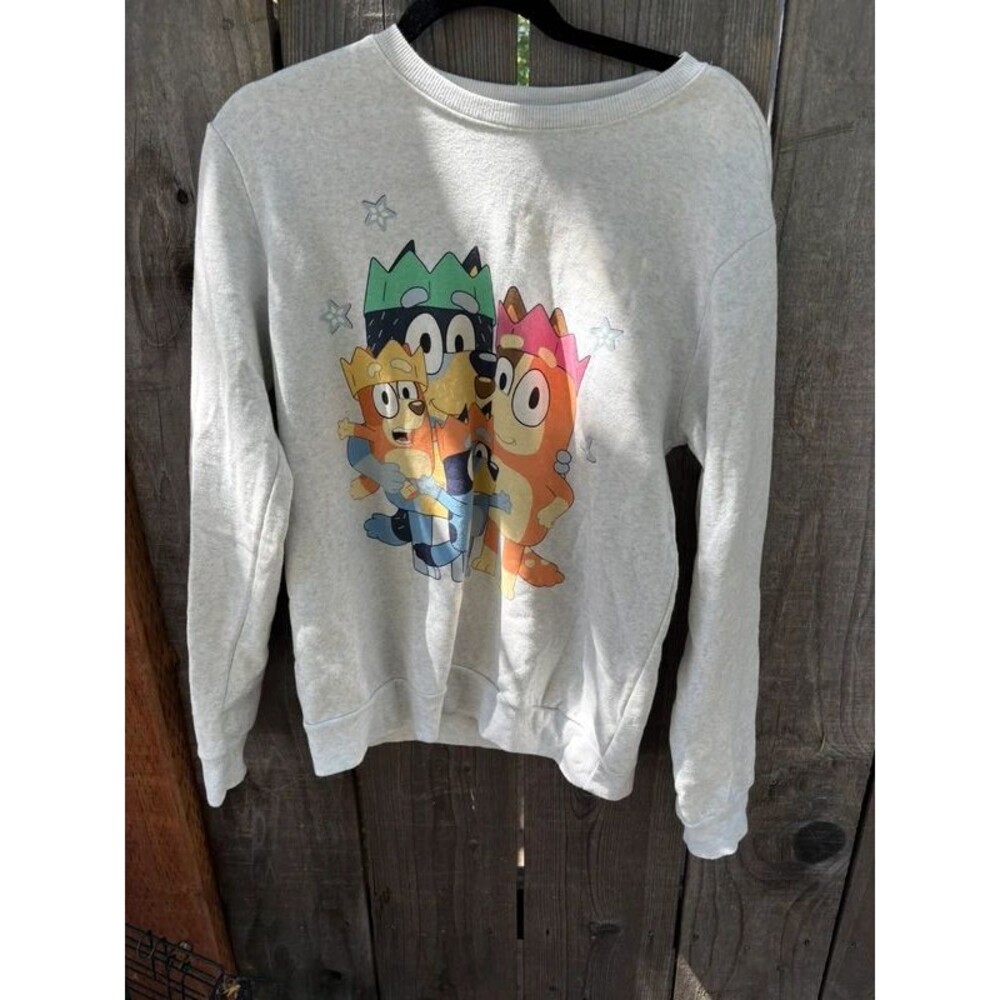 Adult Bluey Family crewneck sweatshirt in a heather gray